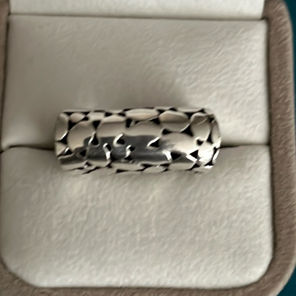 925 Hammered Band Square ring